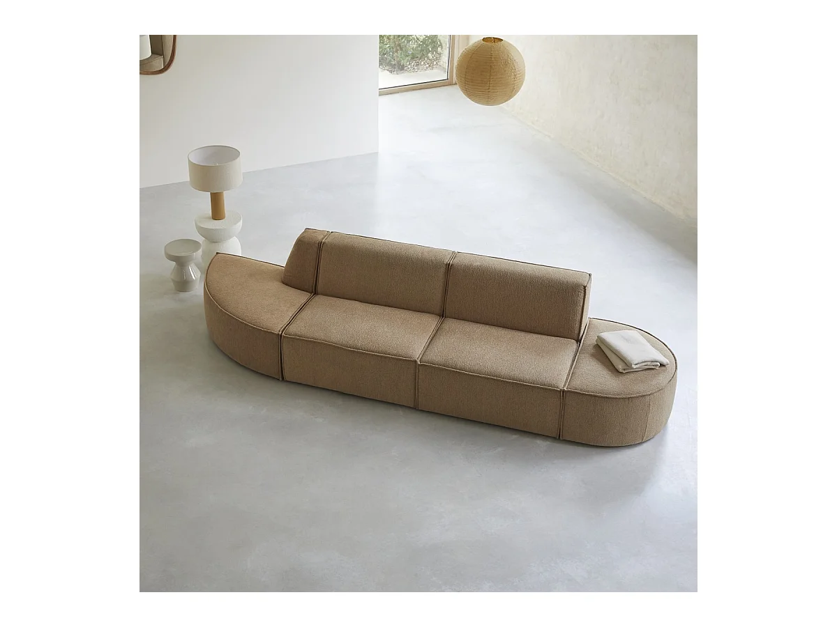Modulares 2- oder 3-Sitzer-Sofa Dario aus camelfarbenem Stoff