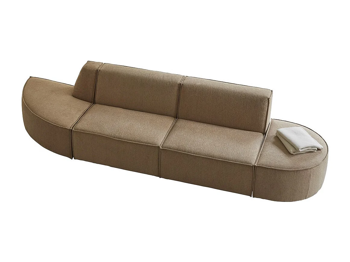 Modulares 2- oder 3-Sitzer-Sofa Dario aus camelfarbenem Stoff