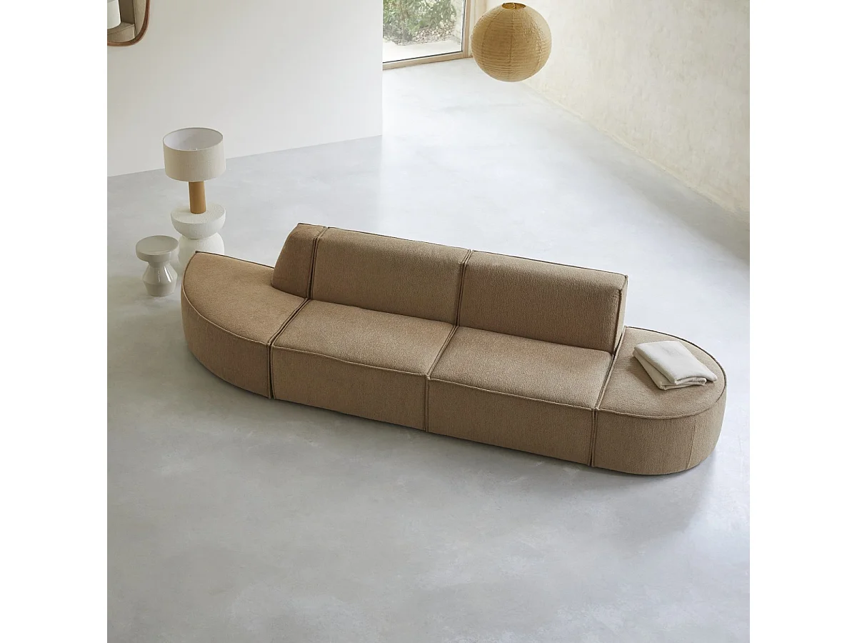 Divano modulabile Dario a 2-3 posti in tessuto cammello