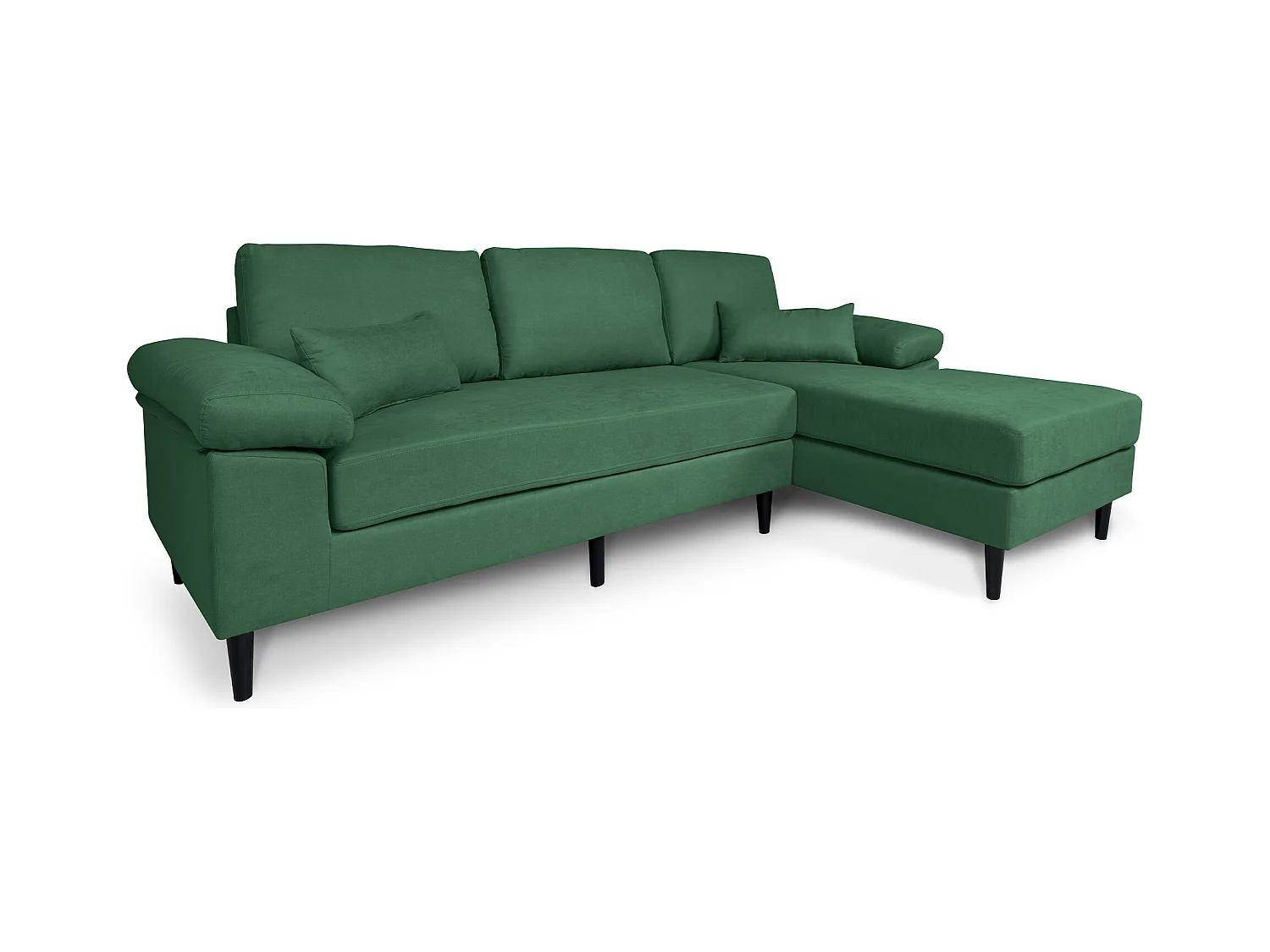 Divano angolare 3 posti con chaise longue destra tessuto verde abete – Washington