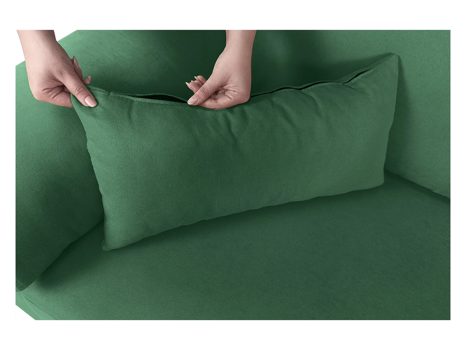 Divano angolare 3 posti con chaise longue destra tessuto verde abete – Washington