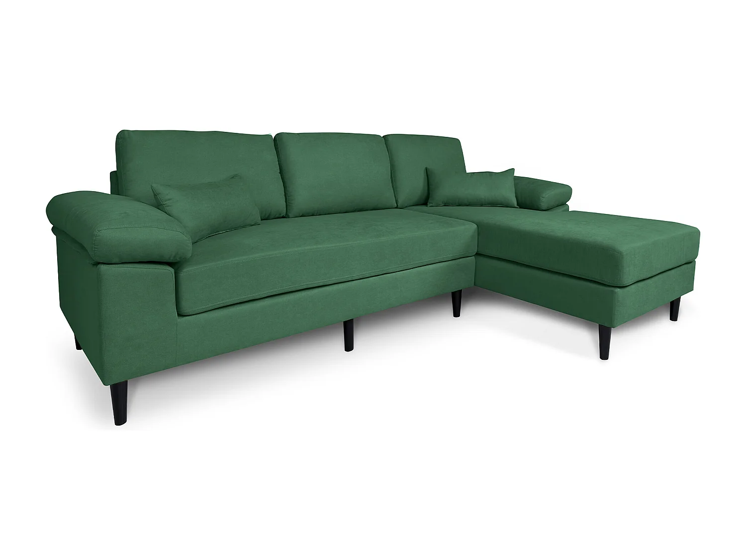 Divano angolare 3 posti con chaise longue destra tessuto verde abete – Washington