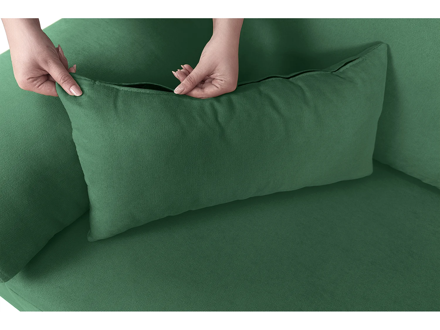 Divano angolare 3 posti con chaise longue destra tessuto verde abete – Washington