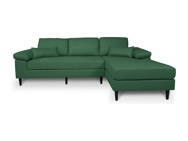 Divano angolare 3 posti con chaise longue destra tessuto verde abete – Washington