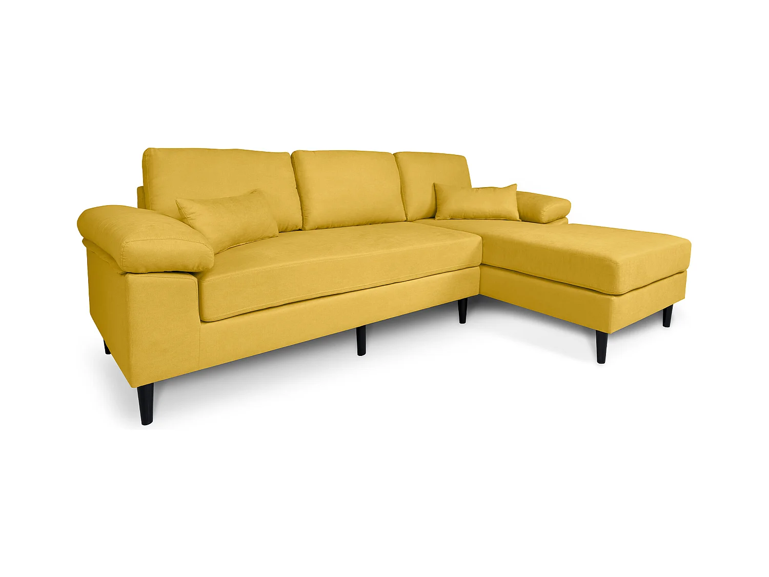 Divano angolare 3 posti con chaise longue destra tessuto giallo – Washington