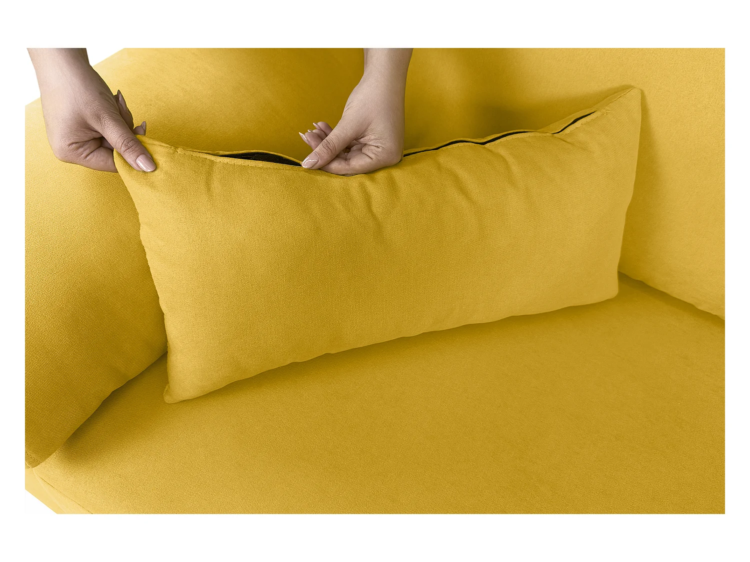 Divano angolare 3 posti con chaise longue destra tessuto giallo – Washington