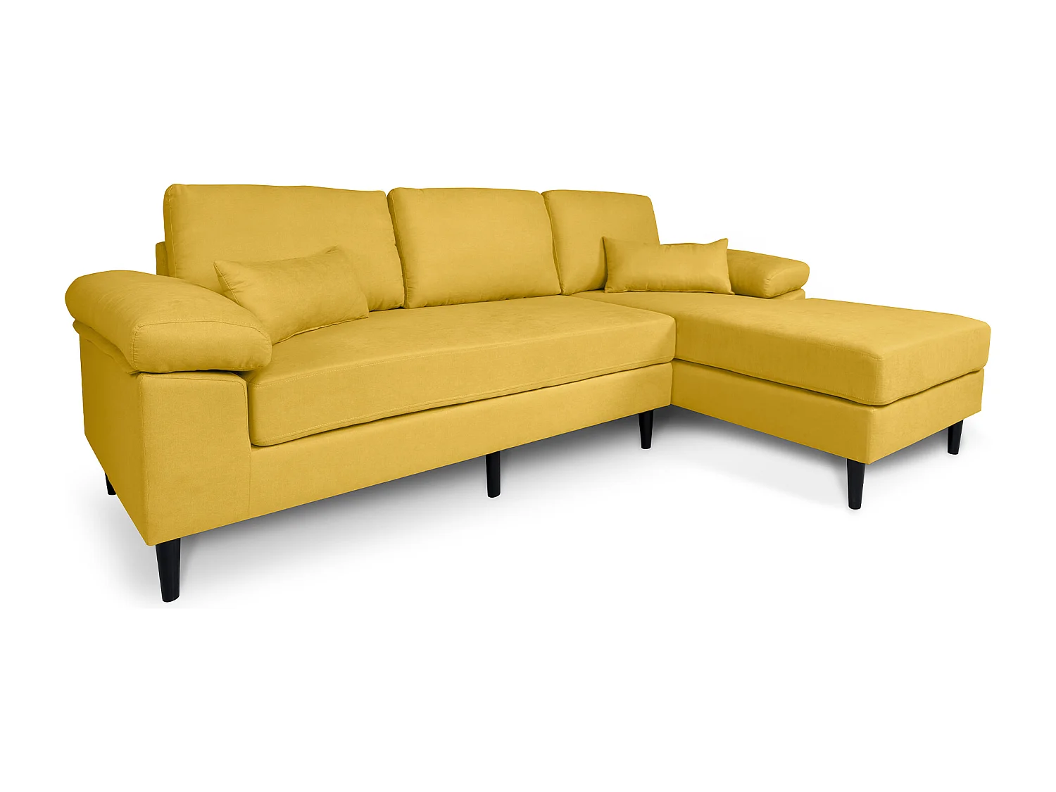 Divano angolare 3 posti con chaise longue destra tessuto giallo – Washington