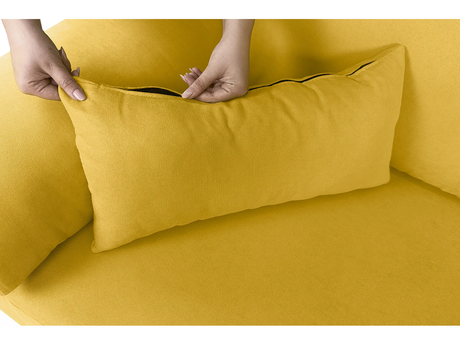 Divano angolare 3 posti con chaise longue destra tessuto giallo – Washington