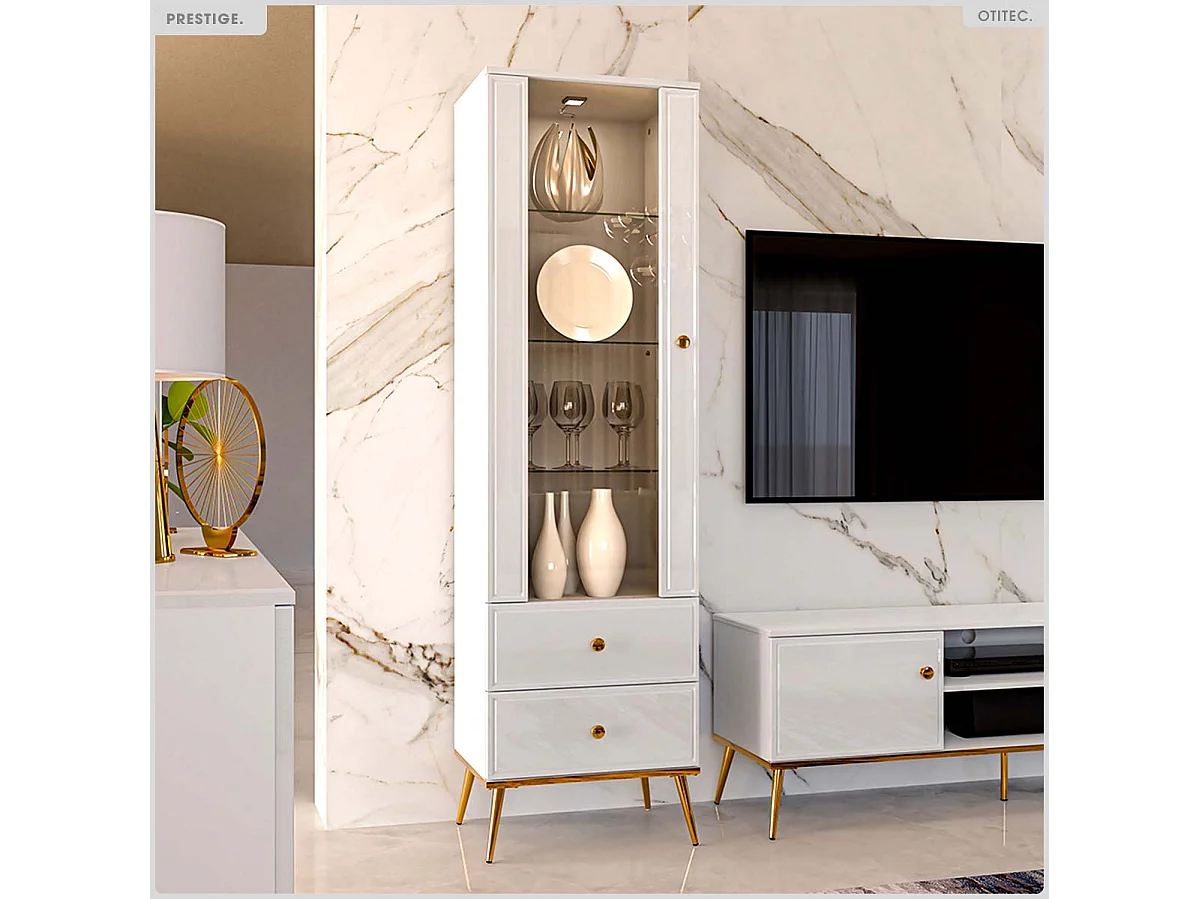 Armoire Vitrine - H.190 x L.55 x P.40 cm - PRESTIGE