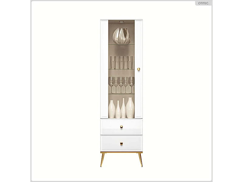 Armoire Vitrine - H.190 x L.55 x P.40 cm - PRESTIGE