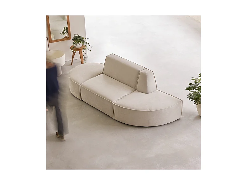 Banquette modulable Dario 2 places en tissu beige