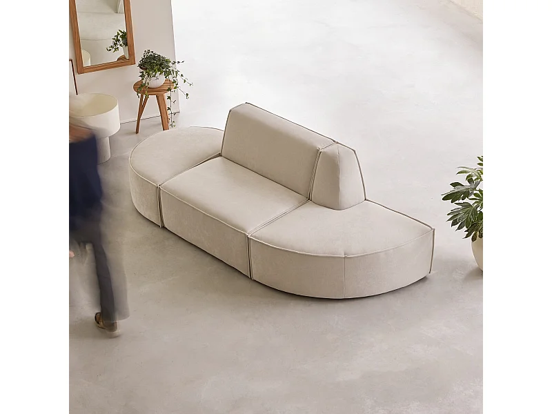 Divano modulabile a 2 posti Dario in tessuto beige