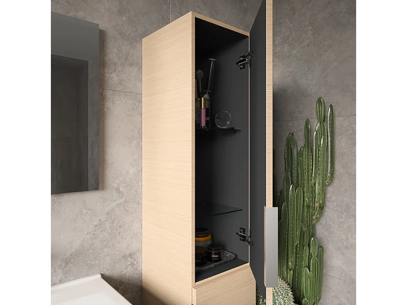 Colonne de salle de bain BURGBAD Olena 2 portes chêne clair