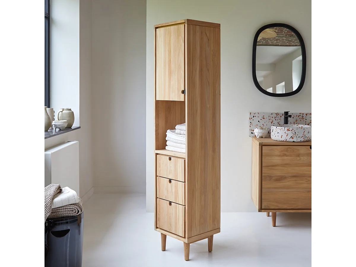 Scaffale a colonna in legno di teak 180 Jonàk