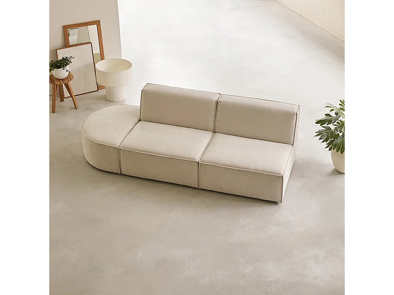Banquette modulable Dario 2 places en tissu beige