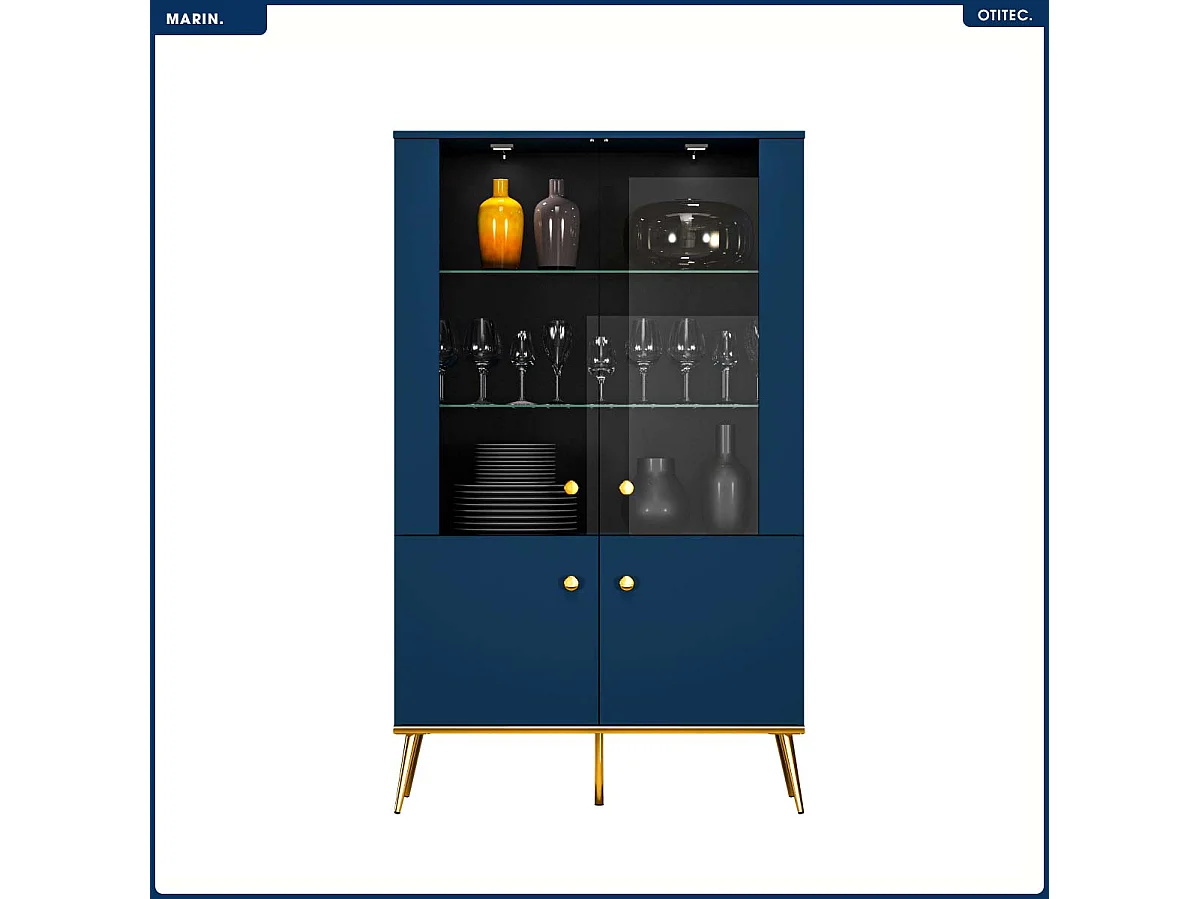Armoire Vitrine - H.150 x L.92 x P.40 cm - MARIN