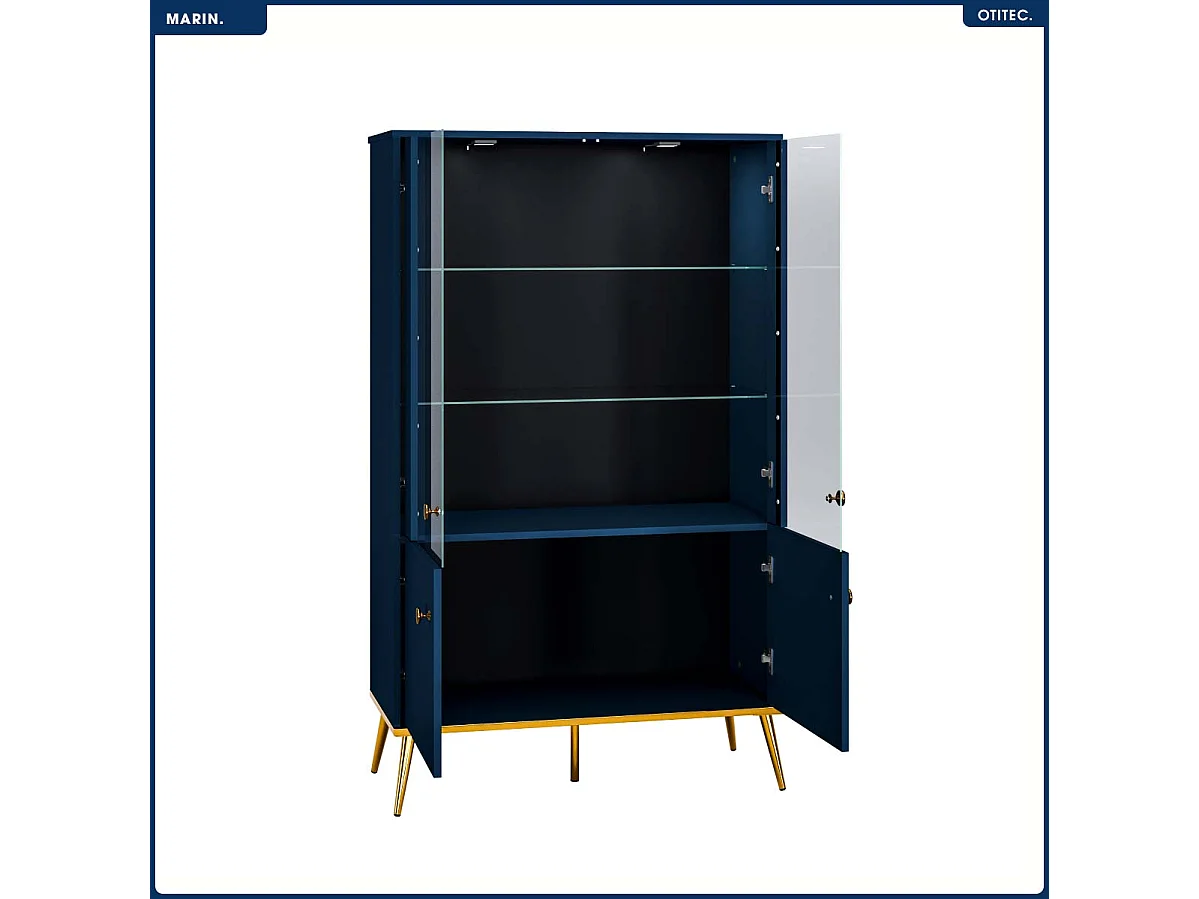 Armoire Vitrine - H.150 x L.92 x P.40 cm - MARIN
