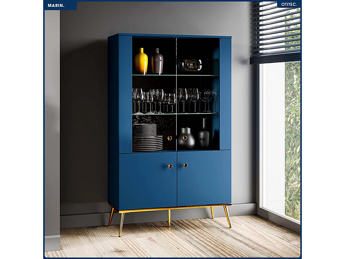 Armoire Vitrine - H.150 x L.92 x P.40 cm - MARIN