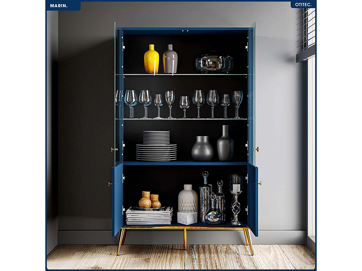 Armoire Vitrine - H.150 x L.92 x P.40 cm - MARIN