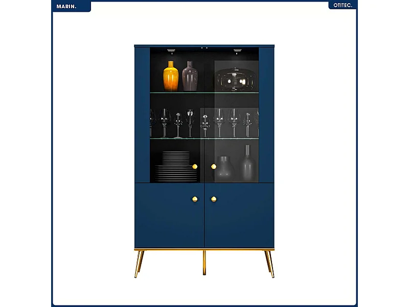Armoire Vitrine - H.150 x L.92 x P.40 cm - MARIN