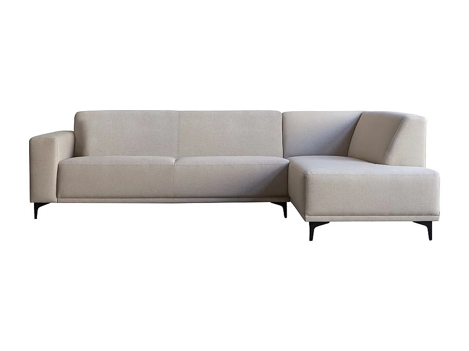 Divano angolare destro in tessuto écru 295 x 185 cm Lars, 5 posti