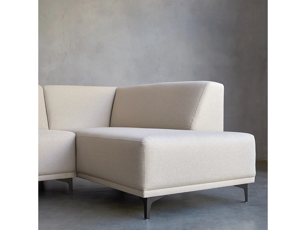 Divano angolare destro in tessuto écru 295 x 185 cm Lars, 5 posti