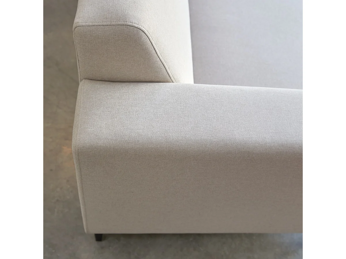 Divano angolare destro in tessuto écru 295 x 185 cm Lars, 5 posti