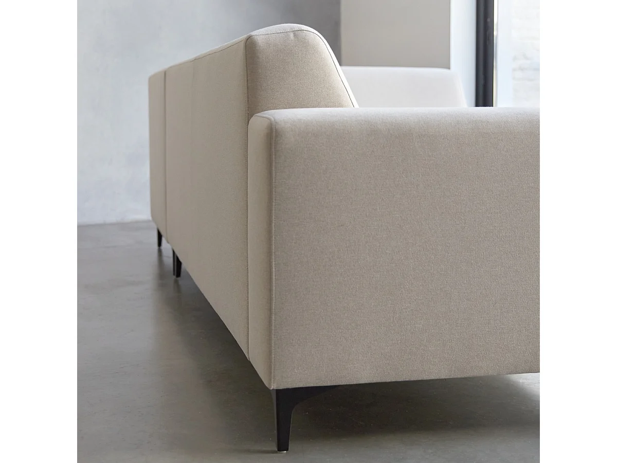 Divano angolare destro in tessuto écru 295 x 185 cm Lars, 5 posti