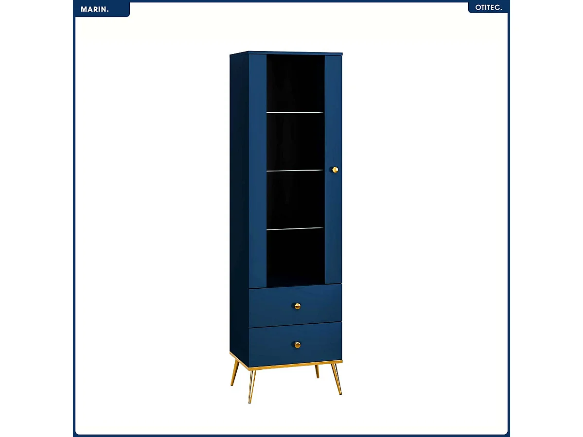 Armoire Vitrine - H.190 x L.55 x P.40 cm - MARIN