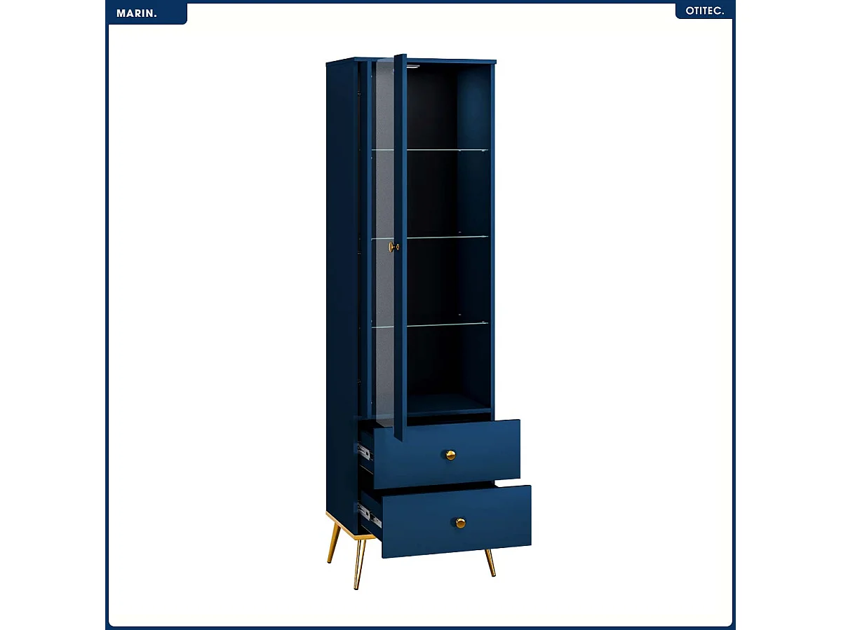 Armoire Vitrine - H.190 x L.55 x P.40 cm - MARIN