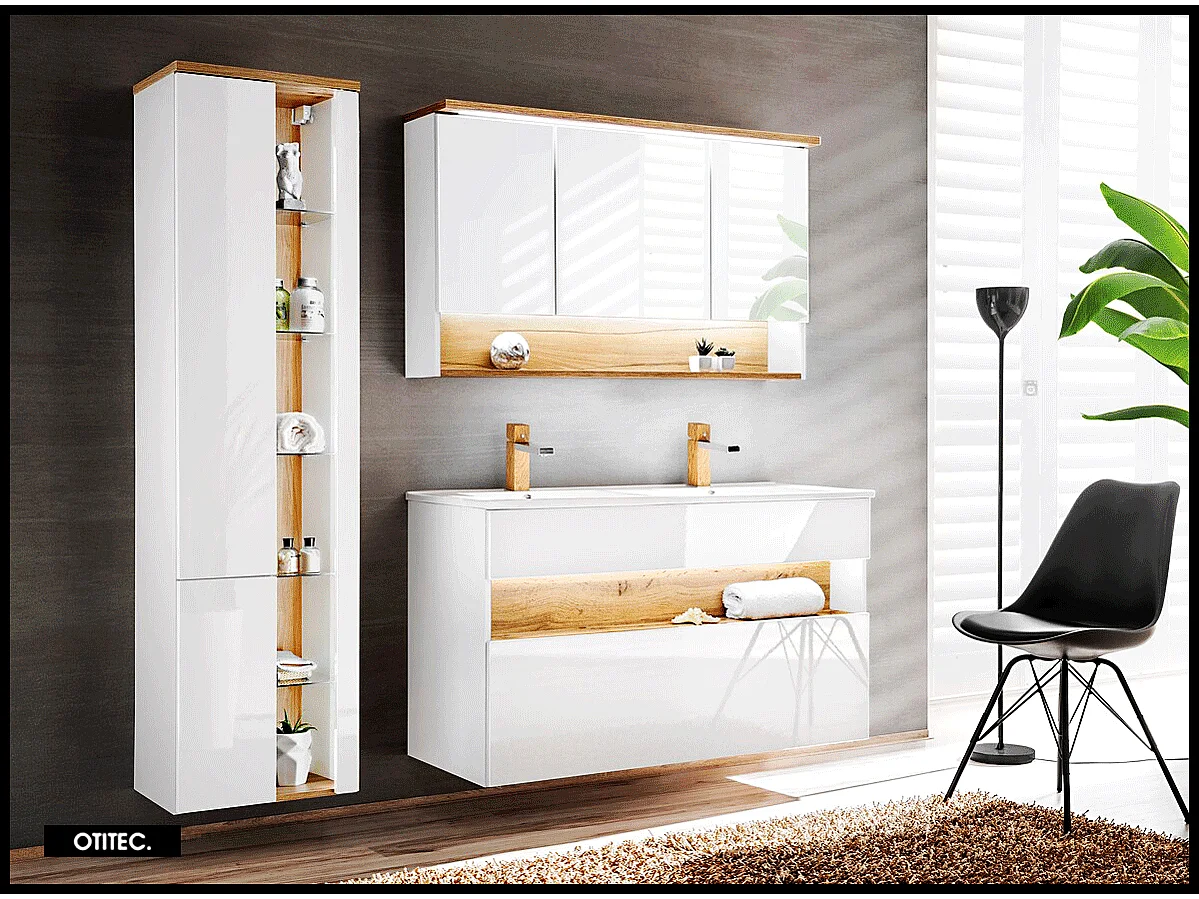 Colonne de salle de bain - 170 cm - Blanc - 2 portes - CYCLO