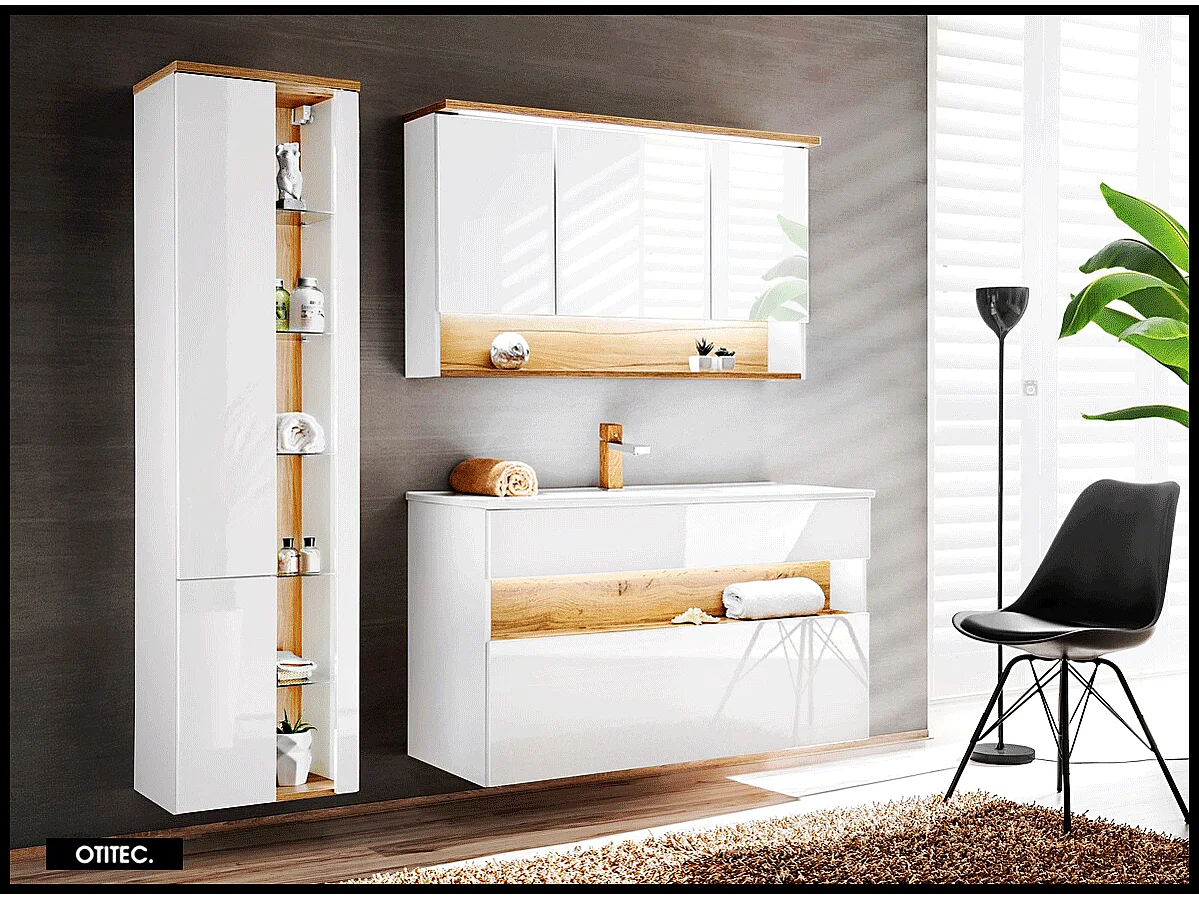 Colonne de salle de bain - 170 cm - Blanc - 2 portes - CYCLO