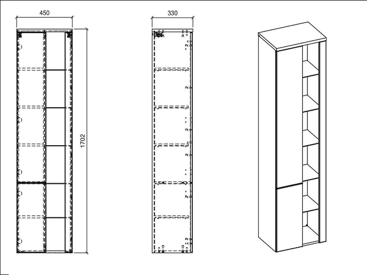 Colonne de salle de bain - 170 cm - Blanc - 2 portes - CYCLO