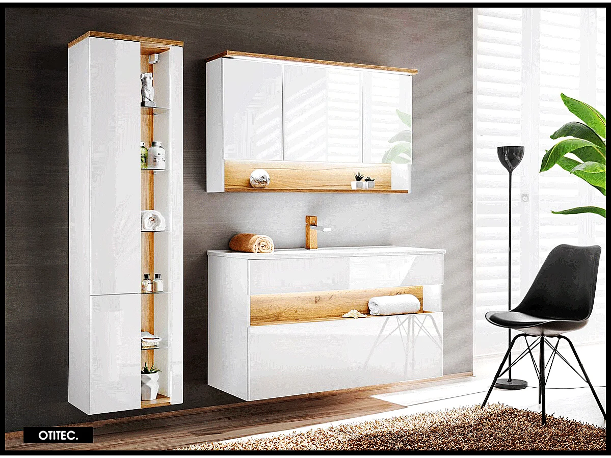 Colonne de salle de bain - 170 cm - Blanc - 2 portes - CYCLO