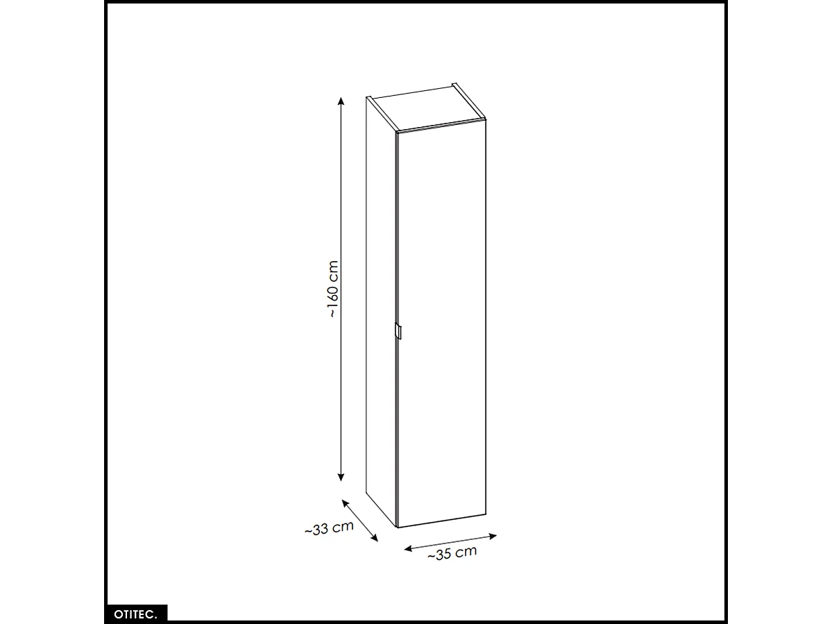 Colonne de salle de bain - 35 x 160 cm - 1 porte - 2 tiroirs - BOLD BLACK