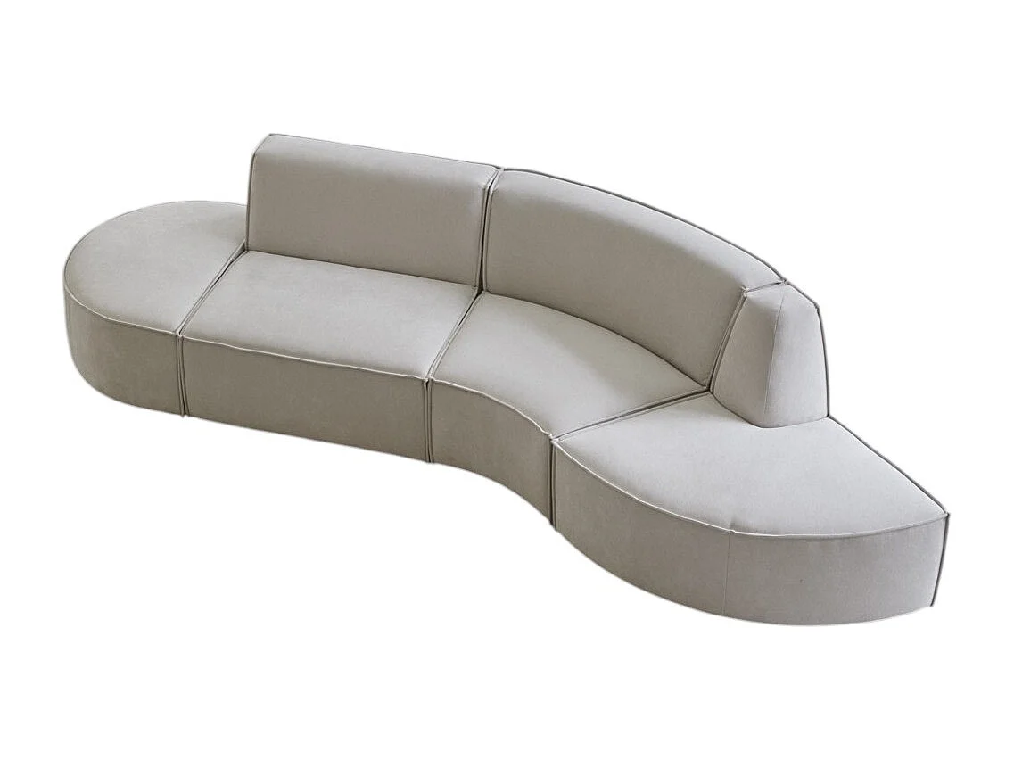 Banquette modulable Dario 4 places en tissu beige