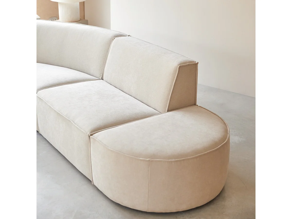 Banquette modulable Dario 4 places en tissu beige