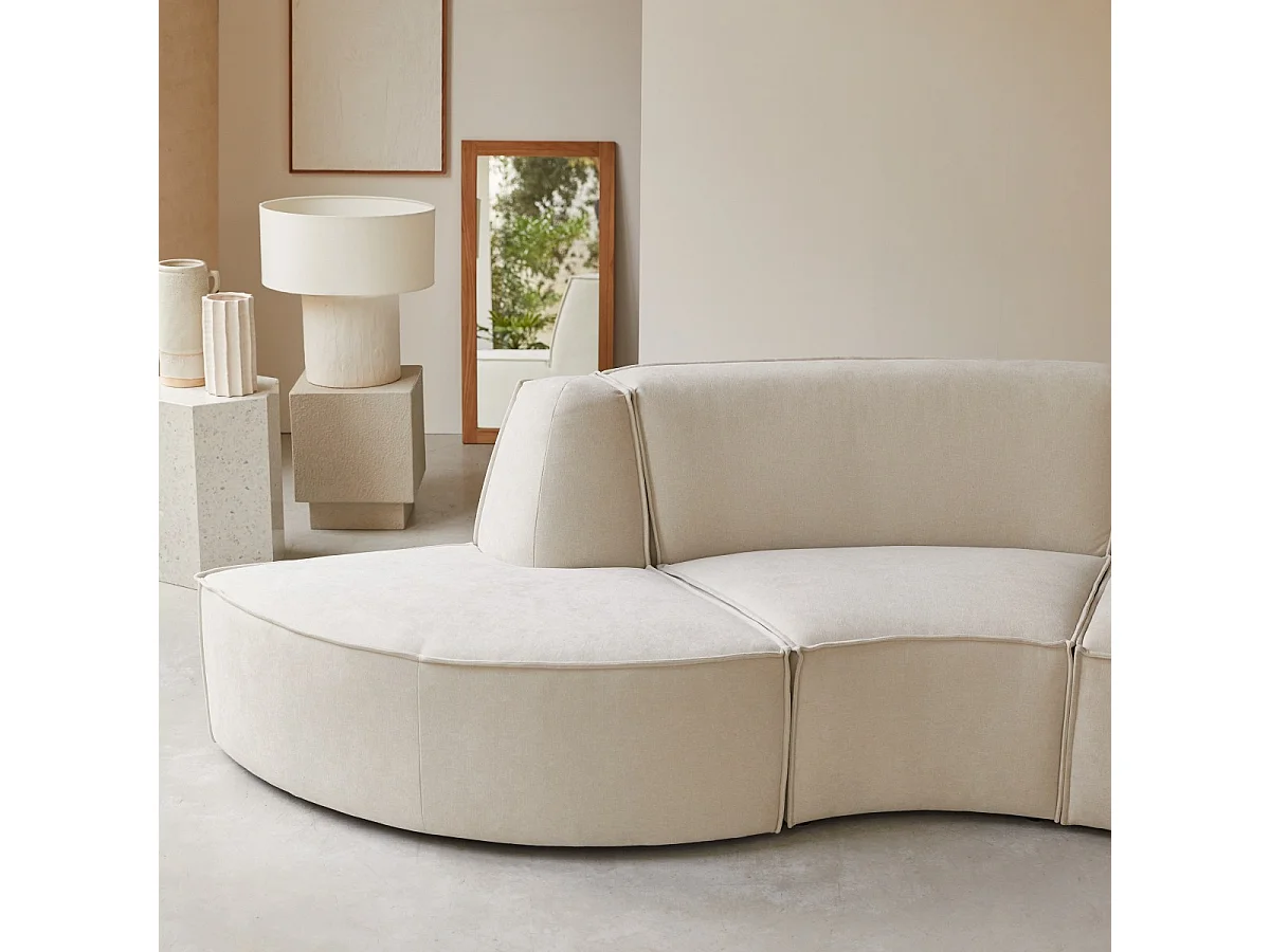 Banquette modulable Dario 4 places en tissu beige