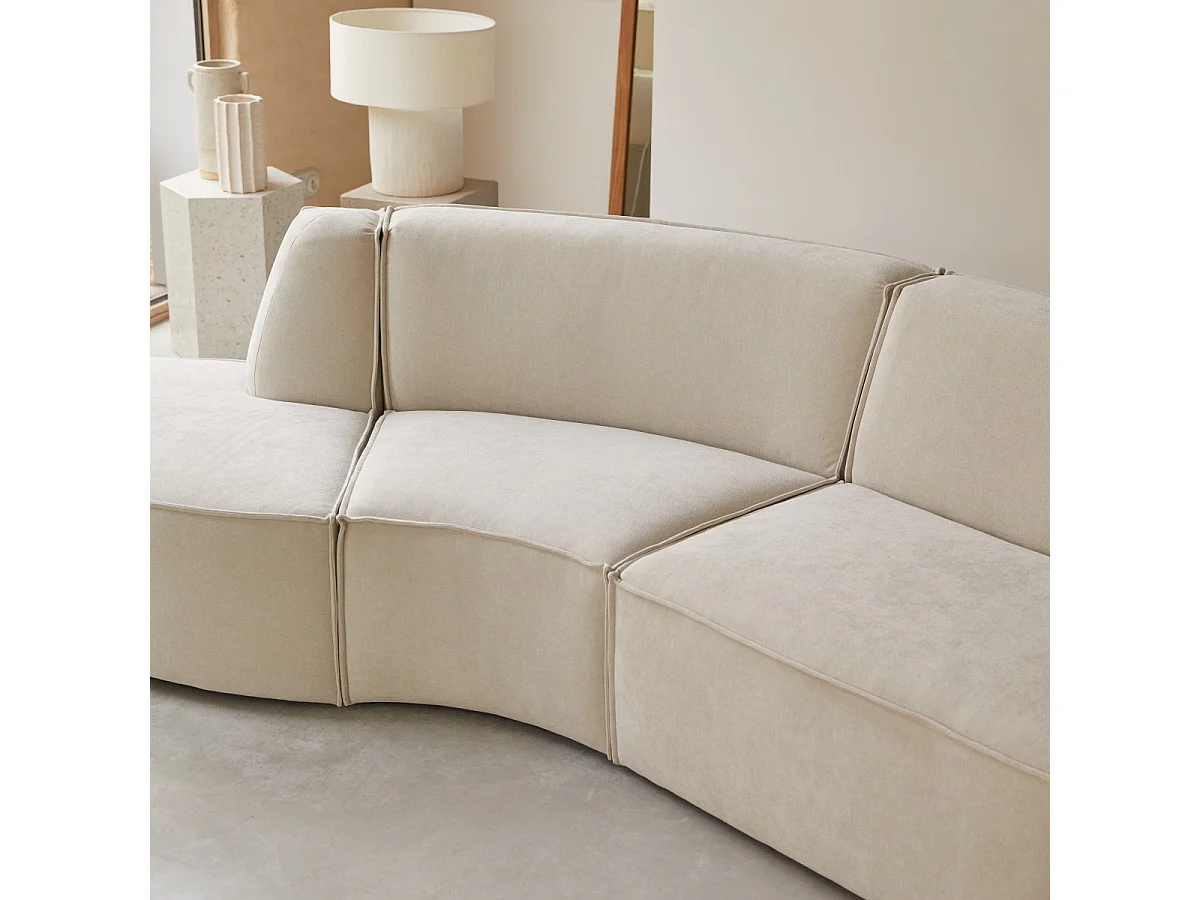 Banquette modulable Dario 4 places en tissu beige