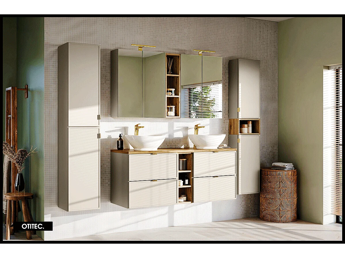 Colonne de salle de bain - 170 cm - Cachemire Mat - 2 portes - ASTRA