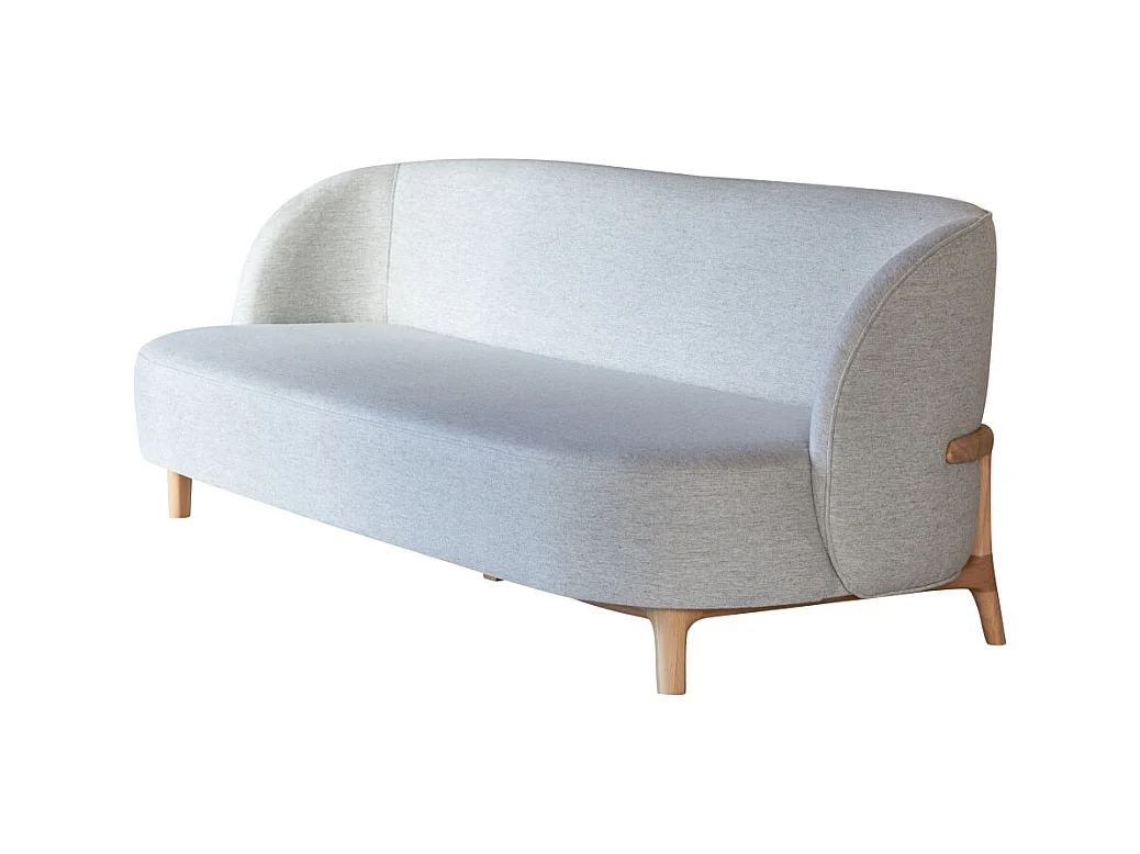 Canapé Hoya en chêne massif et tissu gris 3 places, 3 places