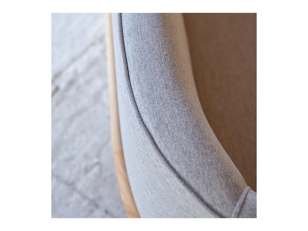 Canapé Hoya en chêne massif et tissu gris 3 places, 3 places