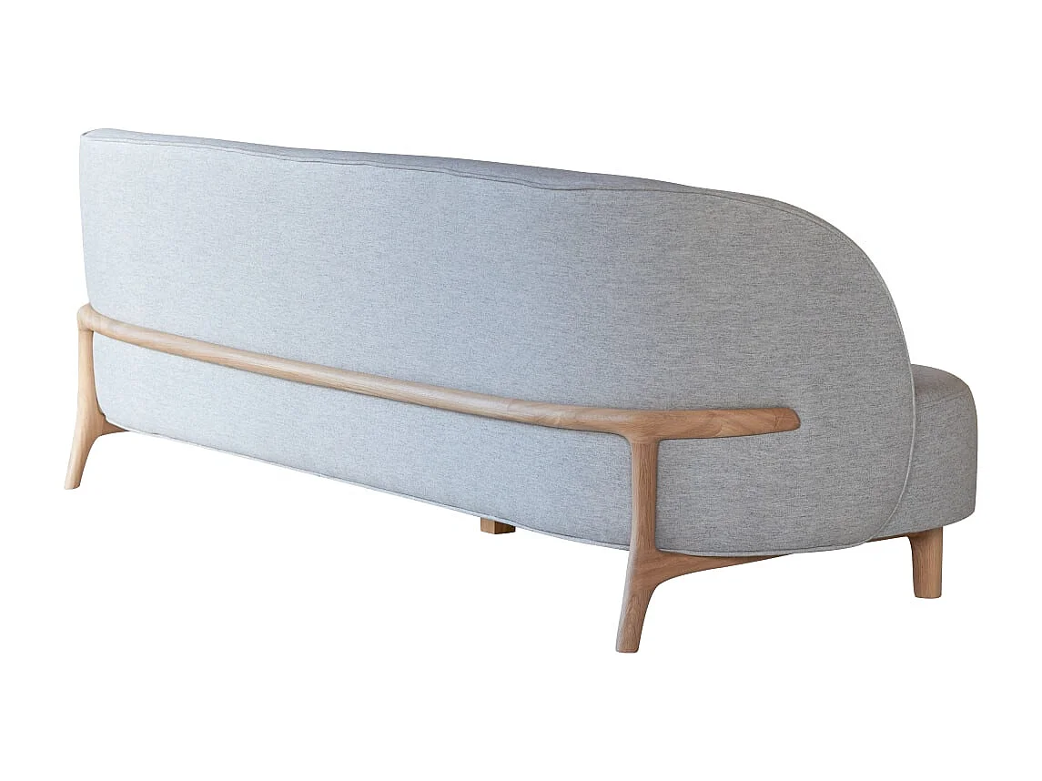 Canapé Hoya en chêne massif et tissu gris 3 places, 3 places