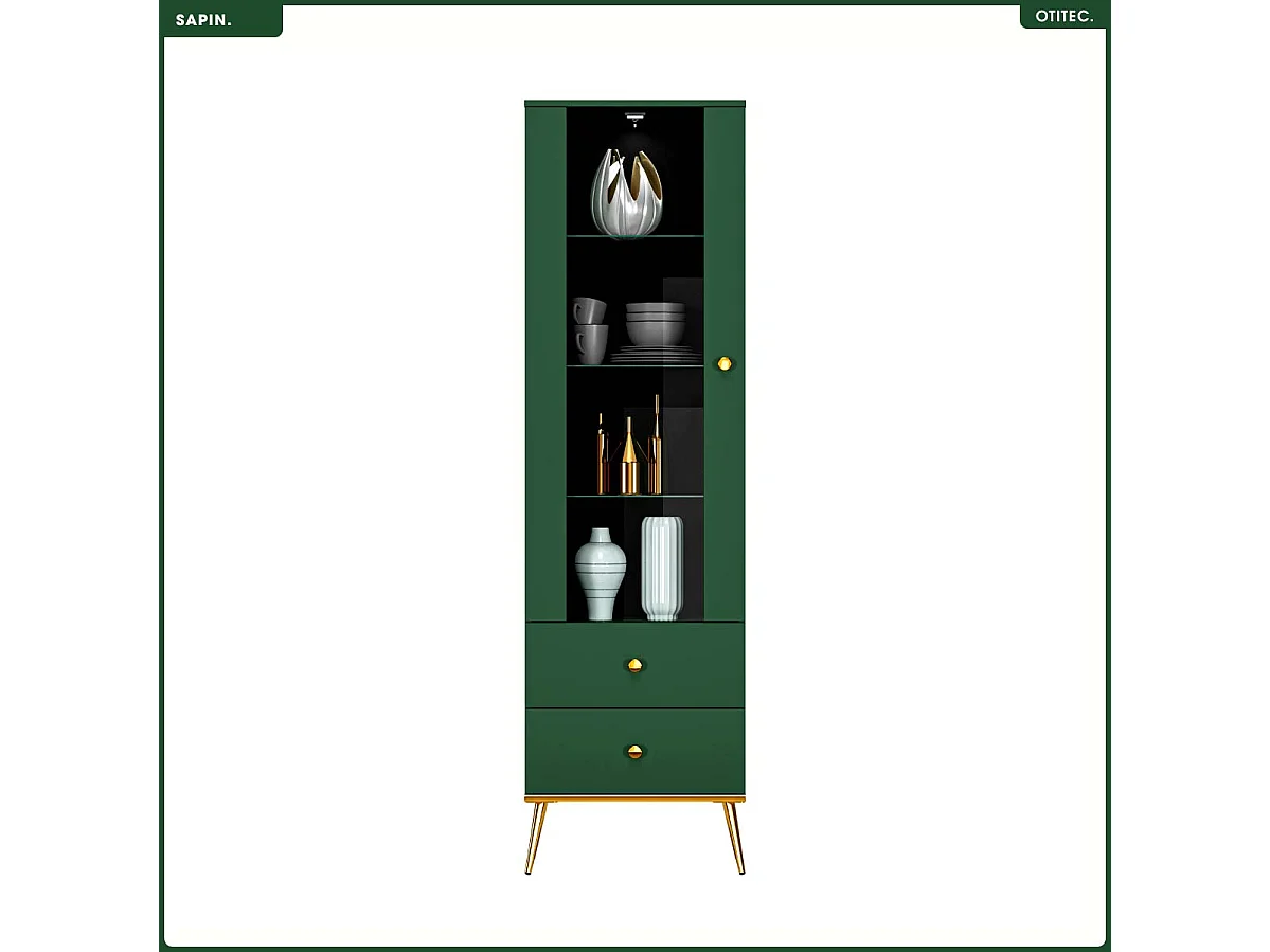 Armoire Vitrine - H.190 x L.55 x P.40 cm - SAPIN
