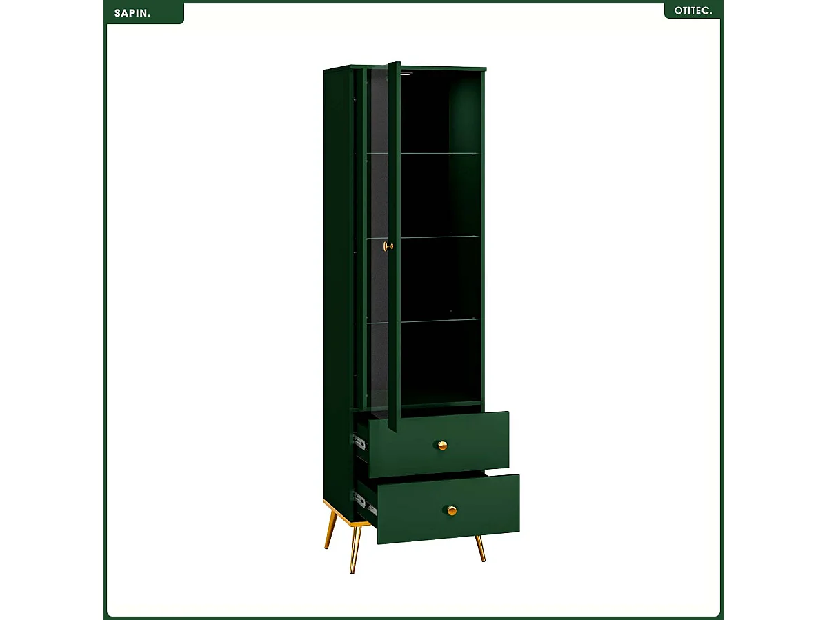 Armoire Vitrine - H.190 x L.55 x P.40 cm - SAPIN