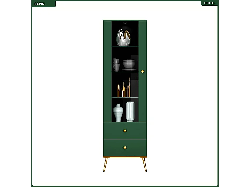 Armoire Vitrine - H.190 x L.55 x P.40 cm - SAPIN
