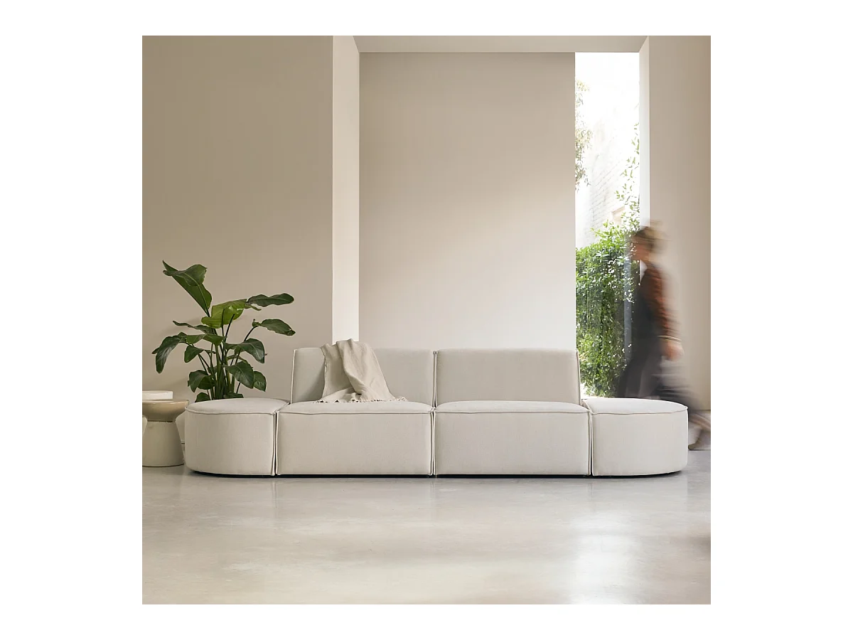 Modulsofa Dario aus beigefarbenem Stoff, 2-Sitzer