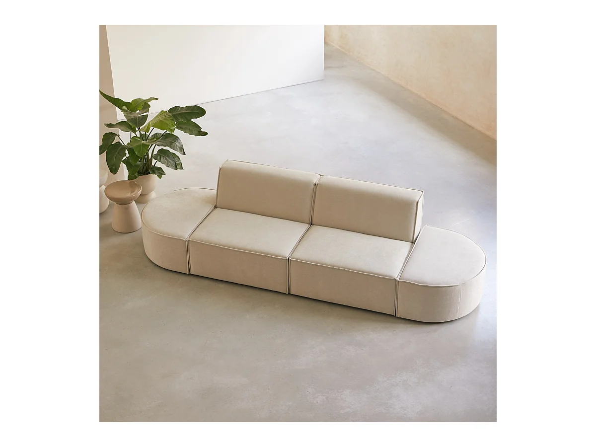 Modulsofa Dario aus beigefarbenem Stoff, 2-Sitzer