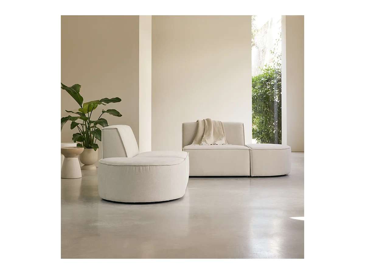 Modulsofa Dario aus beigefarbenem Stoff, 2-Sitzer