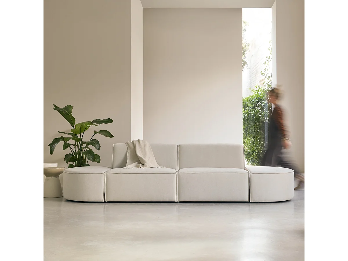 Canapé modulable Dario 2 places en tissu beige